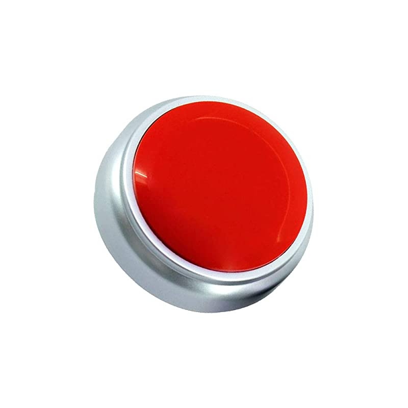 Button- 30 Seconds Custom Recordable Talking Button-Record & Playback Your Own Message-Quality Voice Recorder-Answer Buzzer (RED+Sliver)