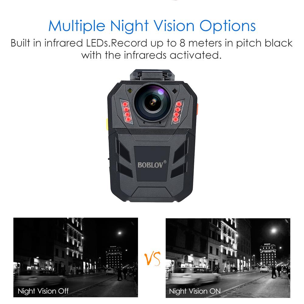 BOBLOV WA7-D Ultra HD 1296P 64GB 2.0" Night Vision Body Worn Camera Recorder Remote Control 170&deg;FOV 4000mAh Guard Video Security Camcorder
