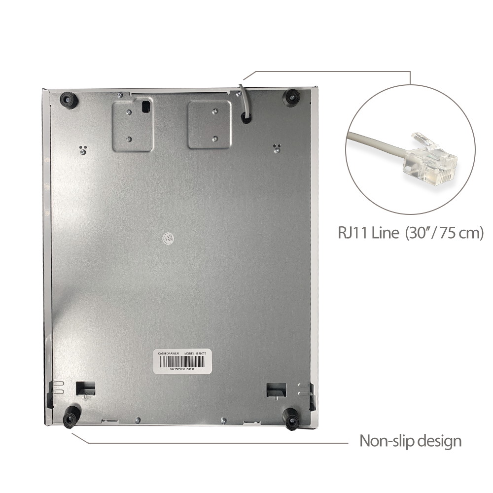 14" White Automatic POS Cash Drawer with Stainless Steel Front