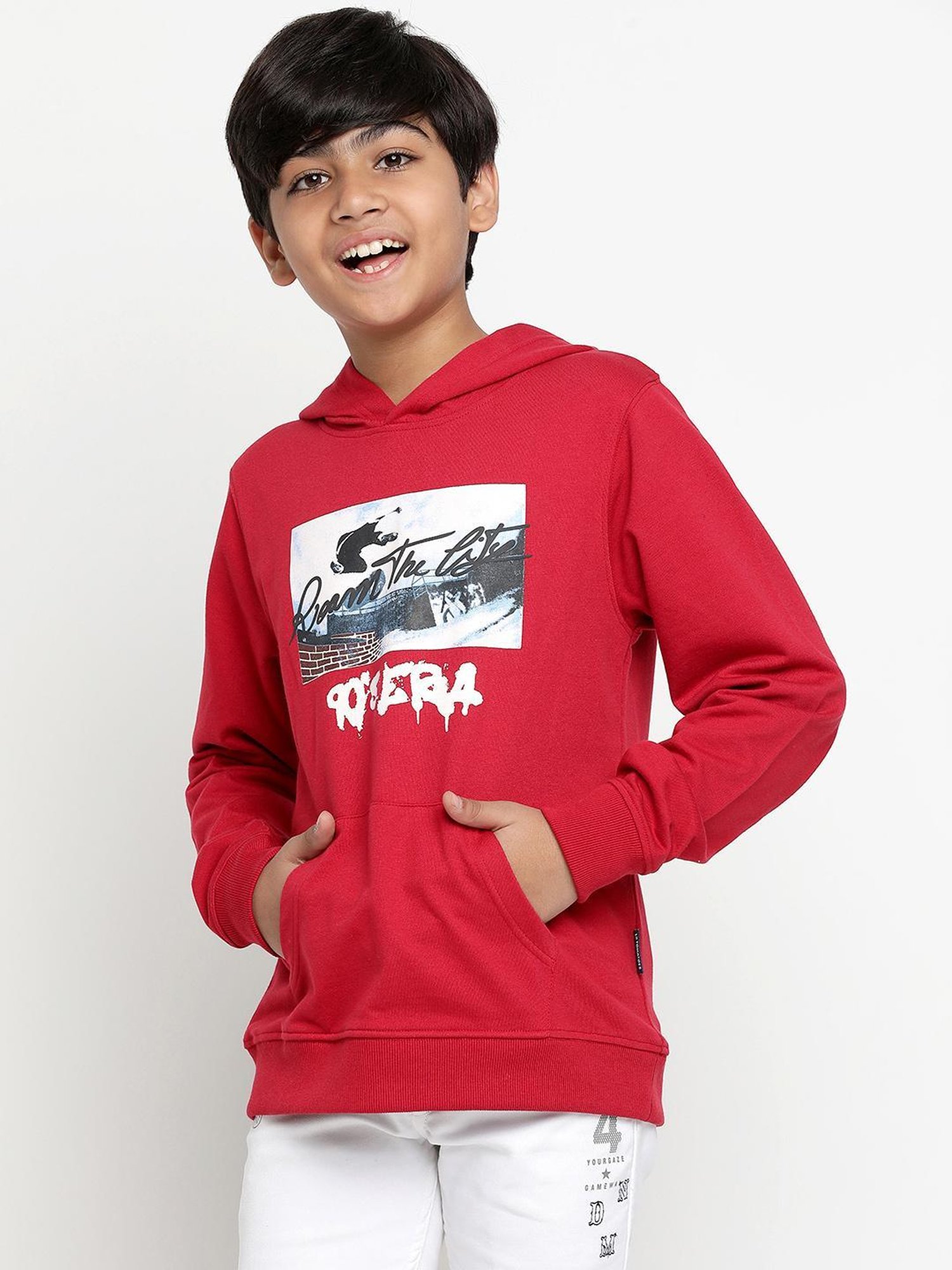 Lil Tomatoes Kids Red Printed Full Sleeves Sweatshirt