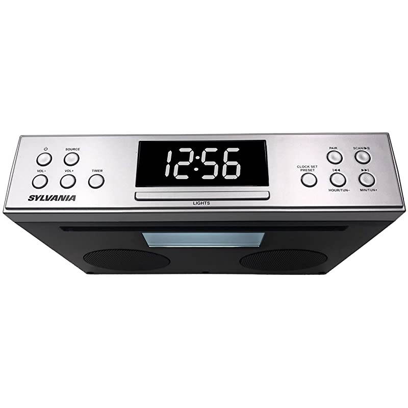 SKCR Under Cabinet Clock Radio Music System with Bluetooth Streaming and FM Radio