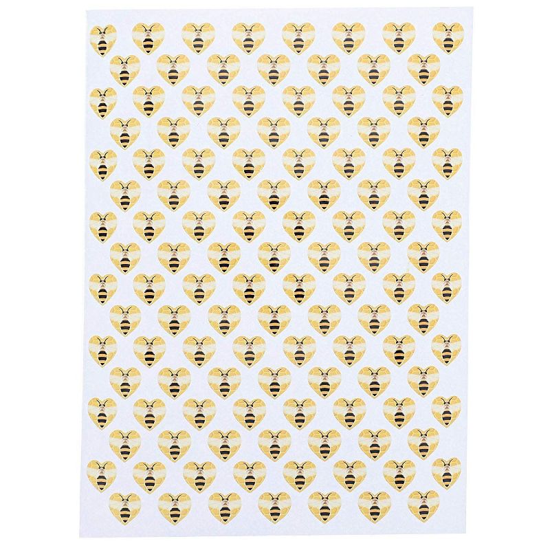 1050 Count Heart Shaped Bee Stickers 1 inch Colorful Bee Adhesive Labels Sheets for Kids, Party Favor Bags, Decoration, Baby Shower, Greeting Cards