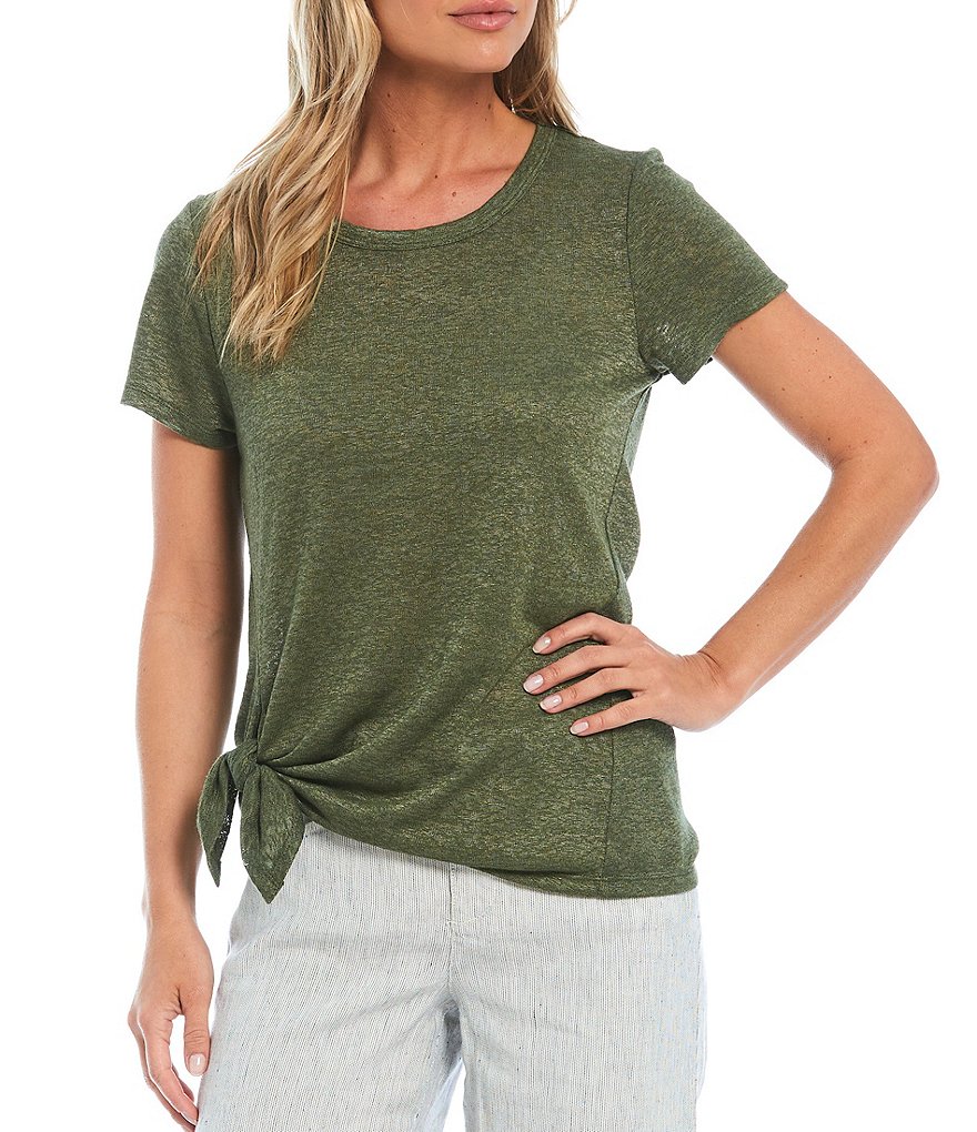 Bobeau Crew Neck Side Tie Tee