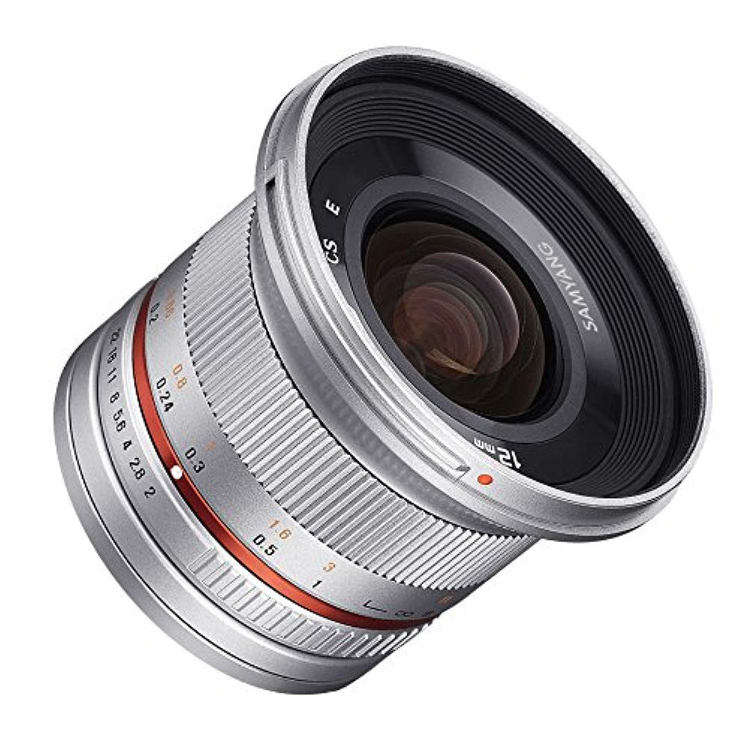 Samyang SY12M-MFT-SIL 12mm F2.0 Ultra Wide Angle Lens for Micro 4/3rds, Silver