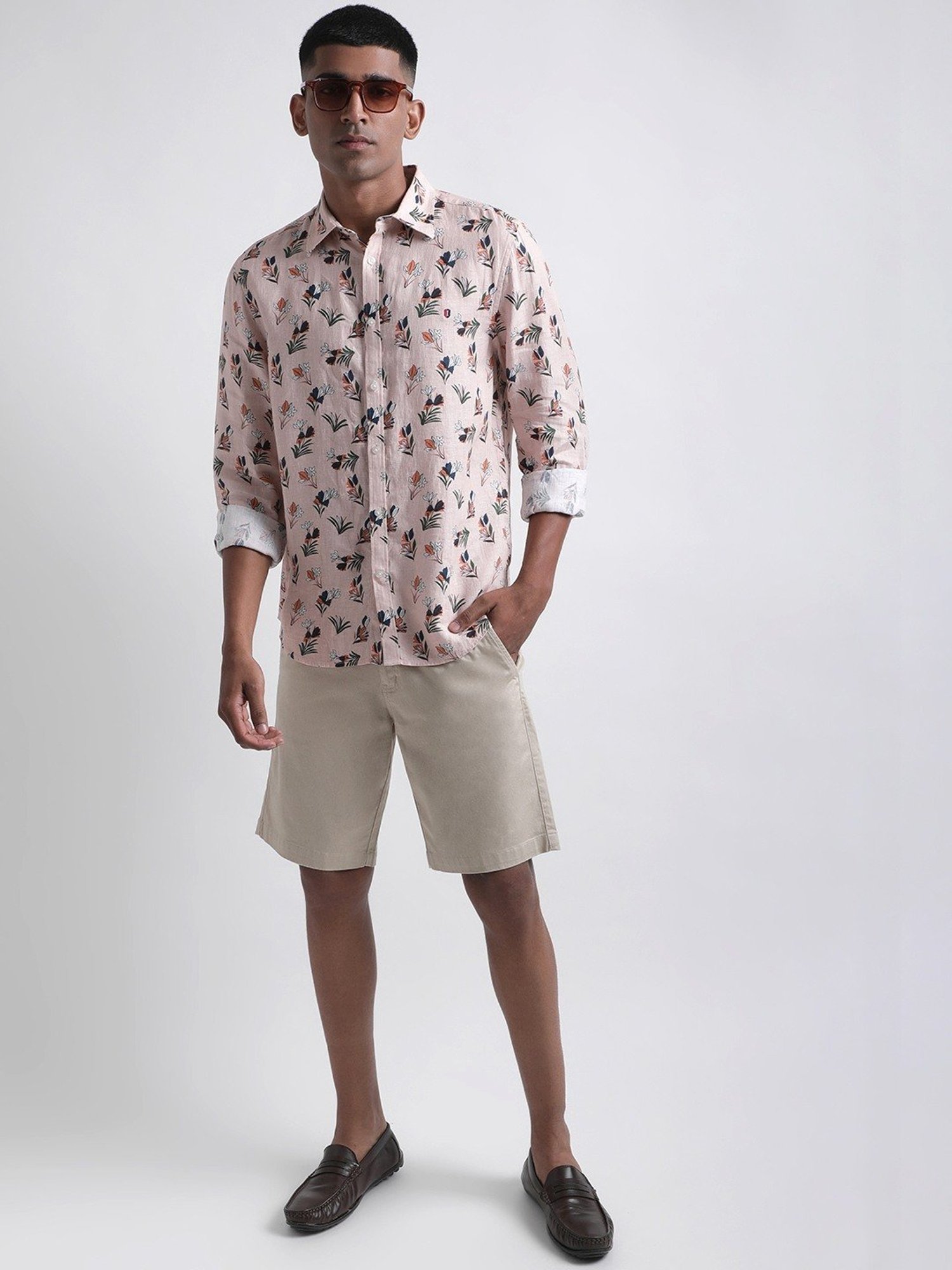 Iconic Men Printed Regular Fit Linen Shirt