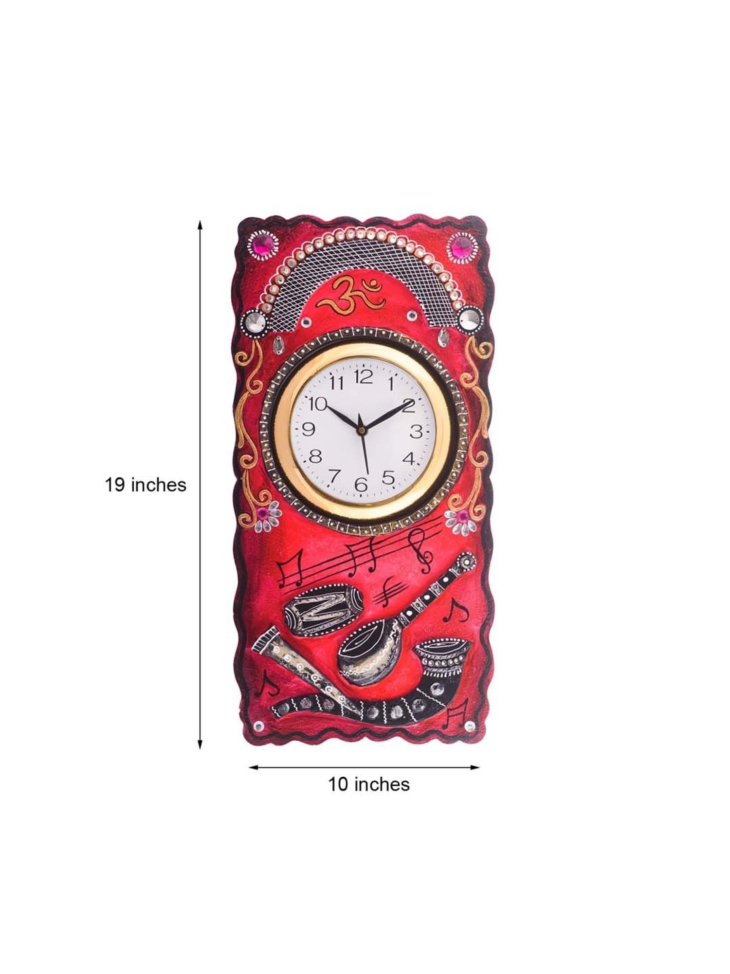 eCraftIndia Musical Instruments Embossed Colorful Wooden Handcrafted Wooden Wall Clock