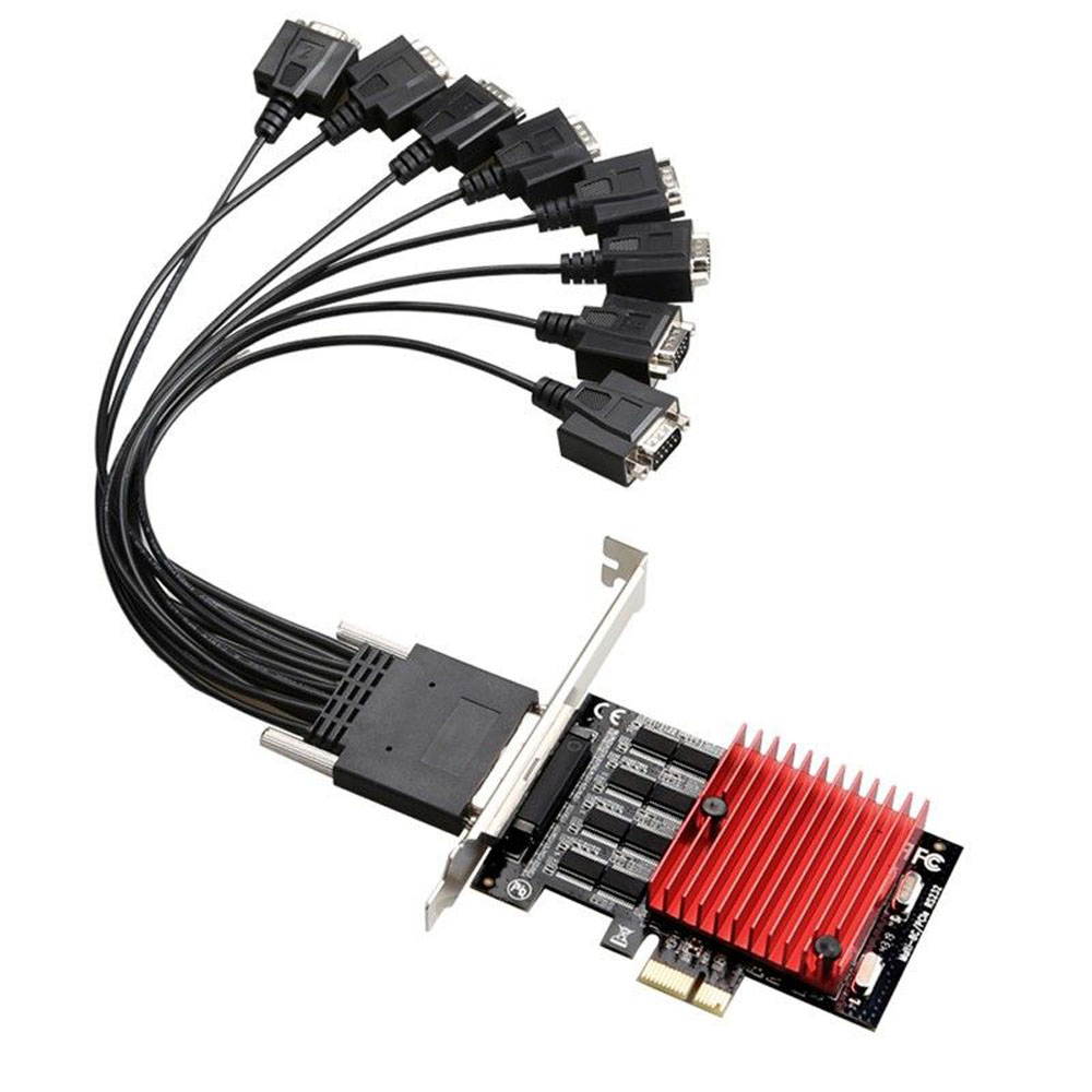 PCI-Express to 8 ports RS232 DB9 Serial Card with Asix mcs9900 Fan Output Cable PICE RS-232 high Speed Chipset 920KB