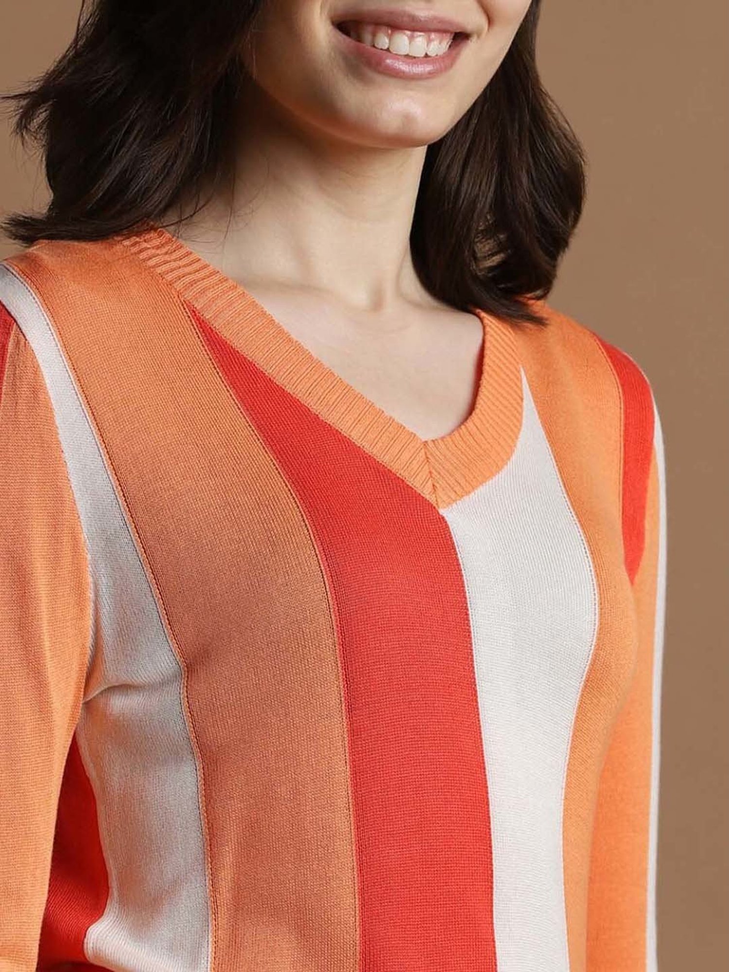 Allen Solly Orange Color-Block Top