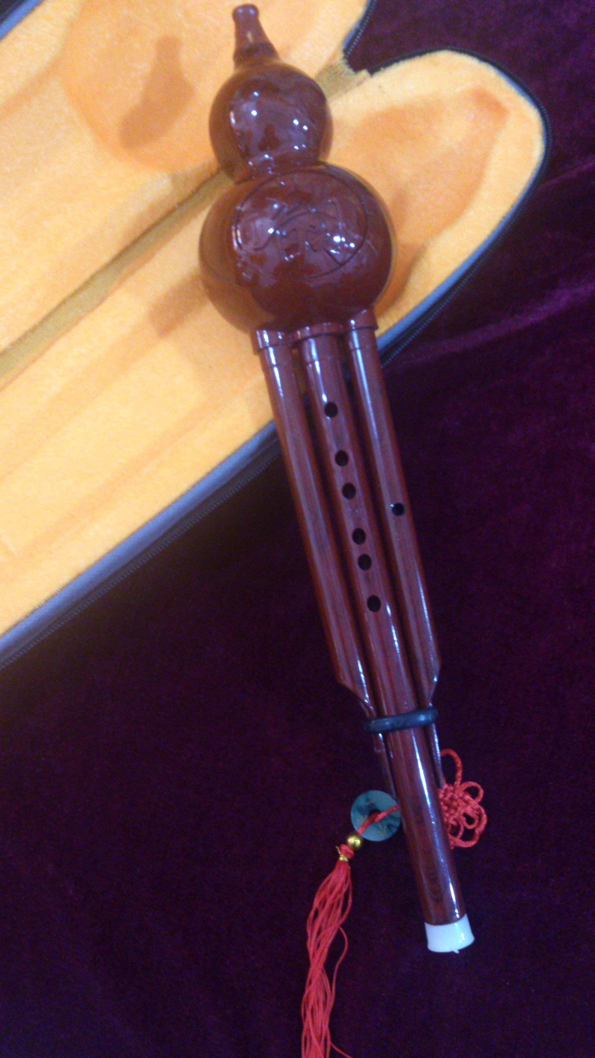 Chinese Traditional Gourd Flute Bottle Gourd Silk Hulusi Imitative Jade Brown
