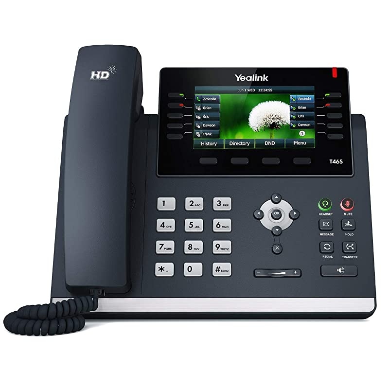 T46S IP Phone, 16 Lines. 4.3-Inch Color LCD. Dual-Port Gigabit Ethernet, 802.3af PoE, Power Adapter Not Included (SIP-T46S)