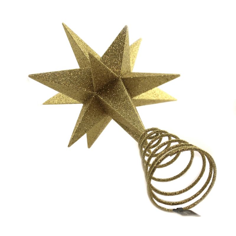Tree Topper Finial 14.5" Gold Star Tree Topper Glittered Joyful Night  -  Tree Toppers