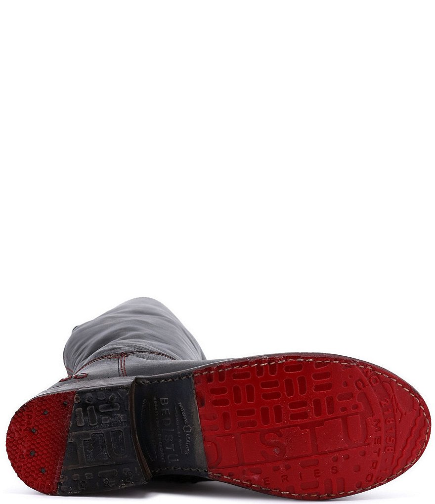 Bed Stu Manchester Tall Leather Wide Calf Block Heel Riding Boots