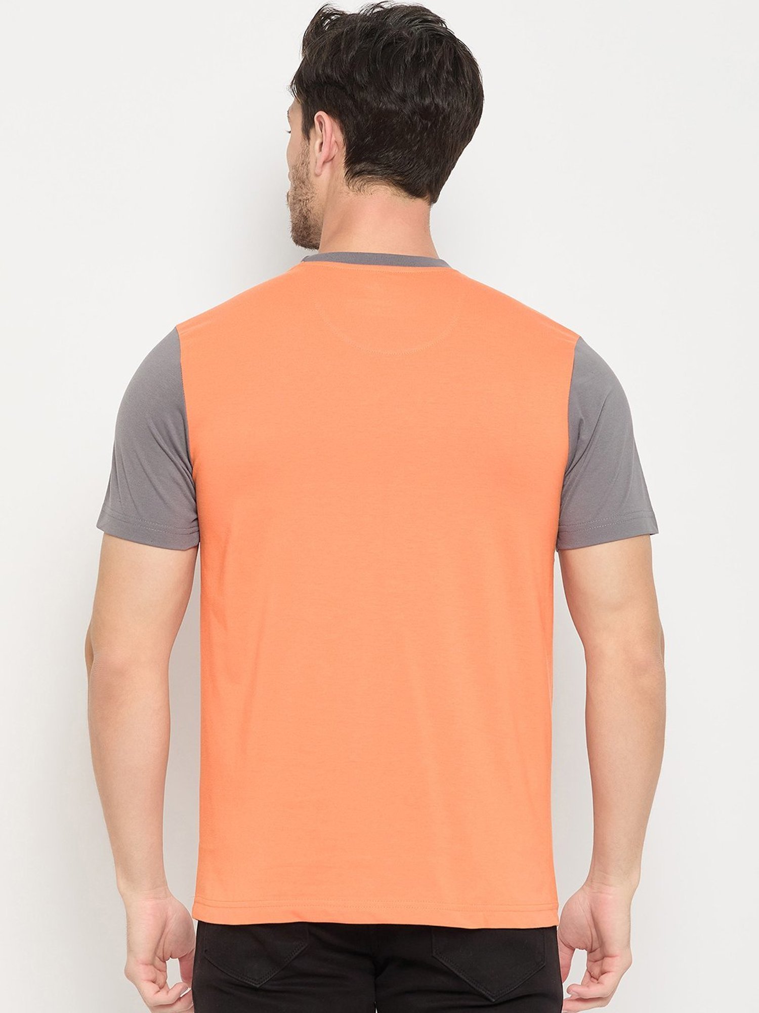 Duke Ash & Orange Slim Fit Colour Block T-Shirt