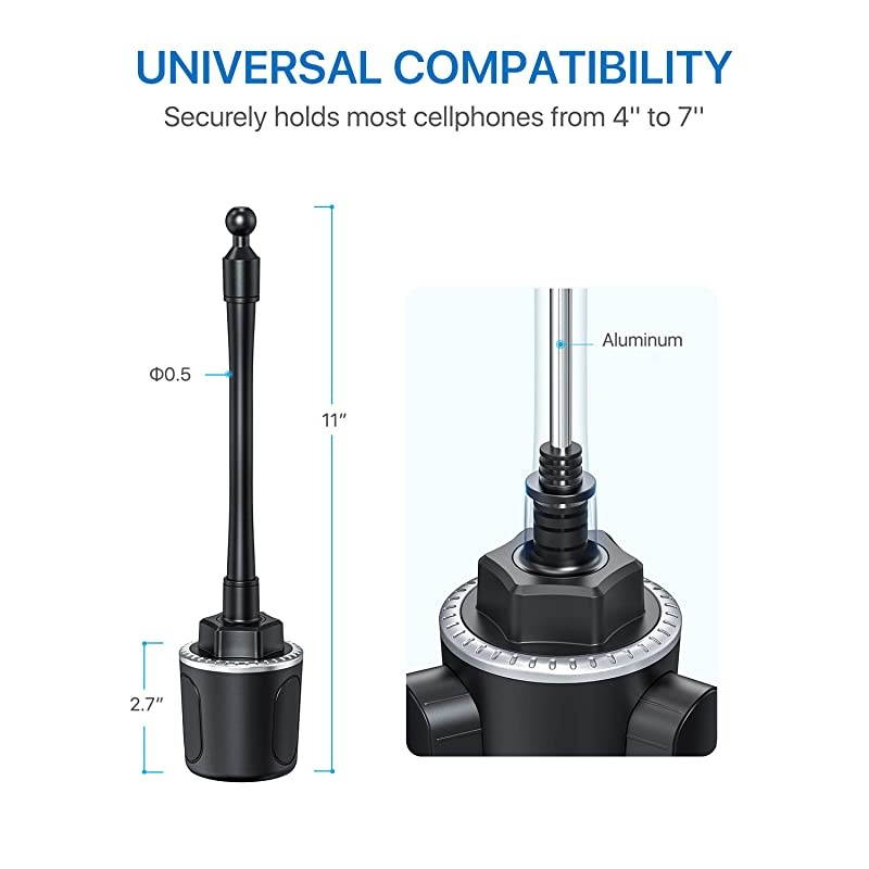 Cup Holder Phone Mount Ultimate Easy Clamp HandsFree Cup Phone Holder for Car Adjustable Long Neck Cup Phone Cradle Car Mount Compatible for iPhone SE11 ProXRXS MaxX8 PlusSamsung S20+