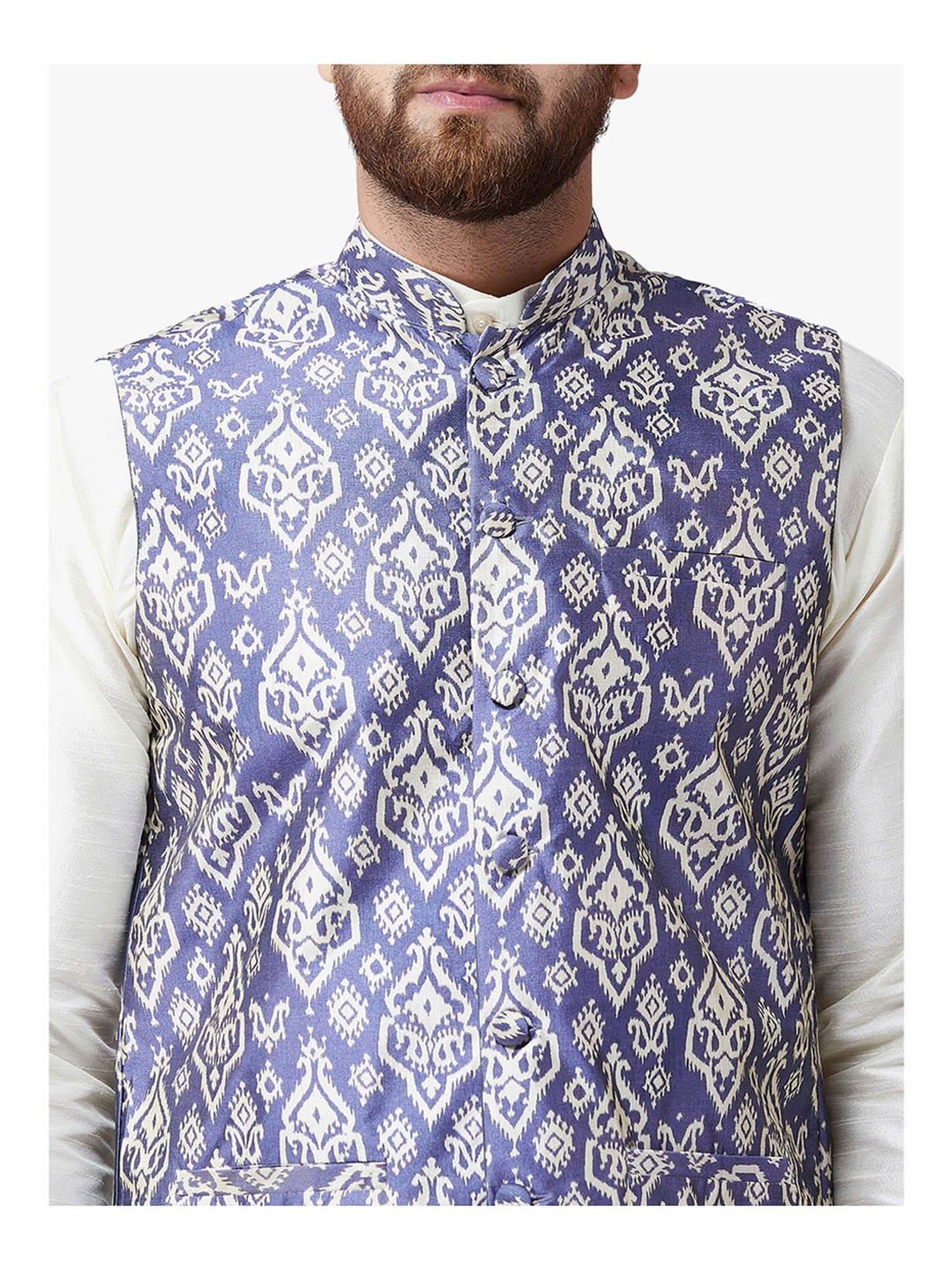 Sojanya White & Blue Printed Suit