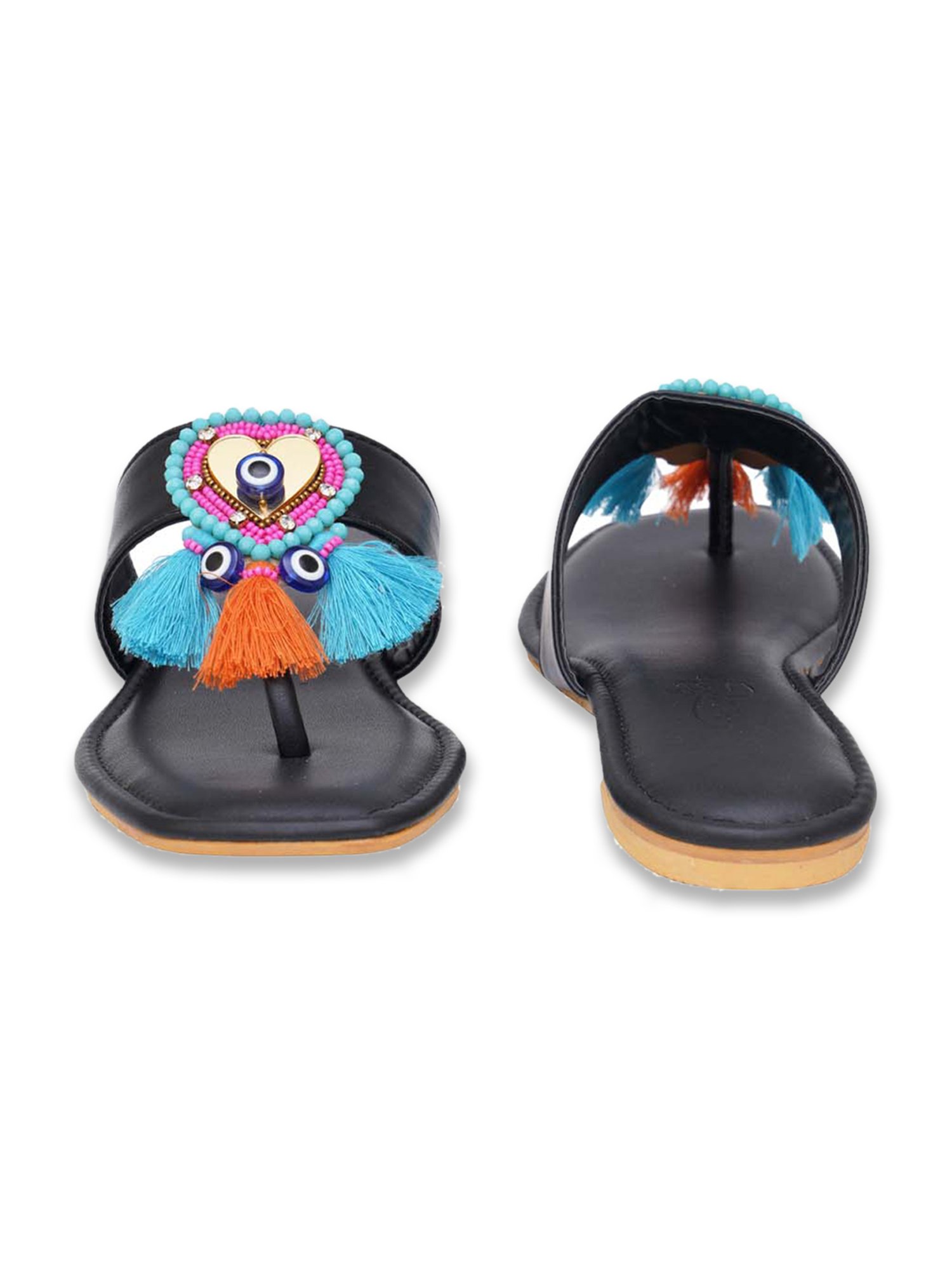 Sole House Women's Black T-Strap Sandals