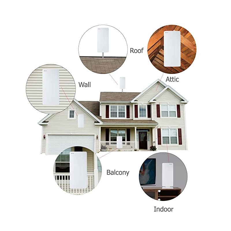 Antenna ANTOP HD Indoor Outdoor Digital TV Antenna 80 Miles MultiDirectional Long Range Reception with Smartpass Amplifier 4G Filter 4K HD VHF UHF Free Local Channels40ft Coaxial Cable