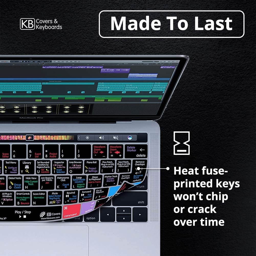 KB Covers Logic Pro Keyboard Cover Compatible with 13&rdquo; & 15&rdquo; MacBook Pro w Touch Bar (2016+) | Ultra Thin Dust Water & Dirt Resistant Silicone Skins