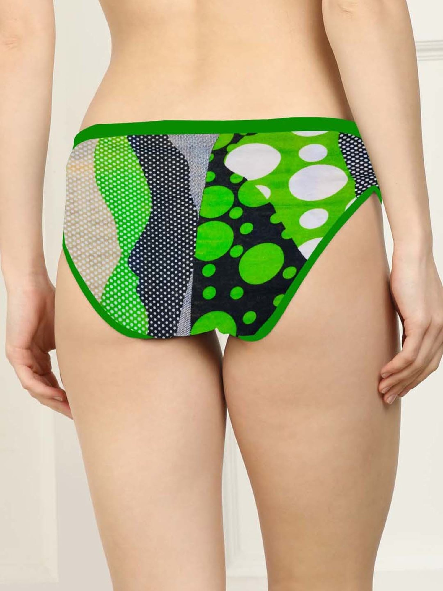 AROUSY Black & Green Printed Hipster Panties - Pack Of 6