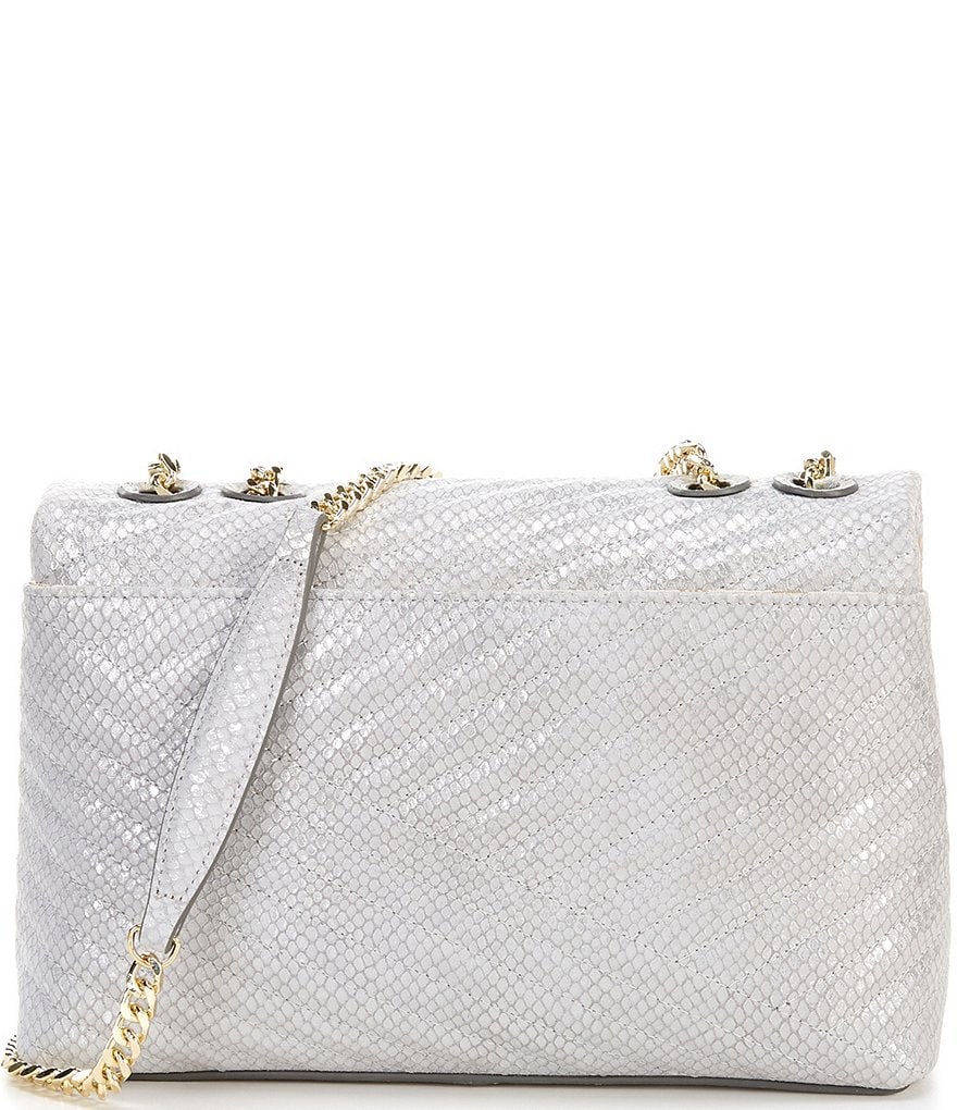 Antonio Melani Soft Quilted Metallic Leather Flap Shoulder Bag