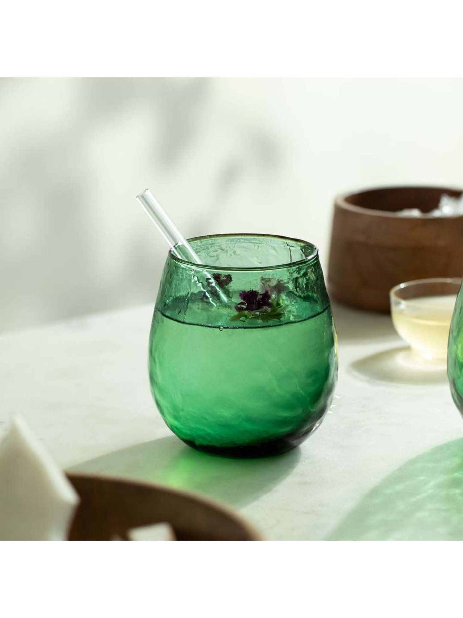 Melbify Roll Sip Transparent Cocktail Glass with straw 250ml - Set of 2