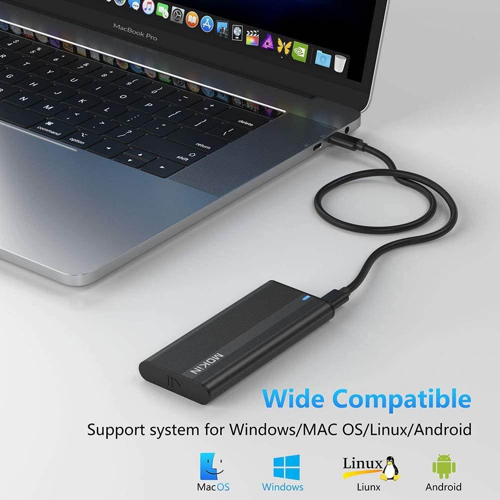 M.2 NVME NGFF SSD Enclosure Adapter Tool-Free RTL9210B Chips USB C 3.1 Gen 2 10Gbps NVME 6Gbps SATA PCIe M-Key(B+M Key) External Solid State Drive Support UASP Trim for SSD Size 2242/2260/2280