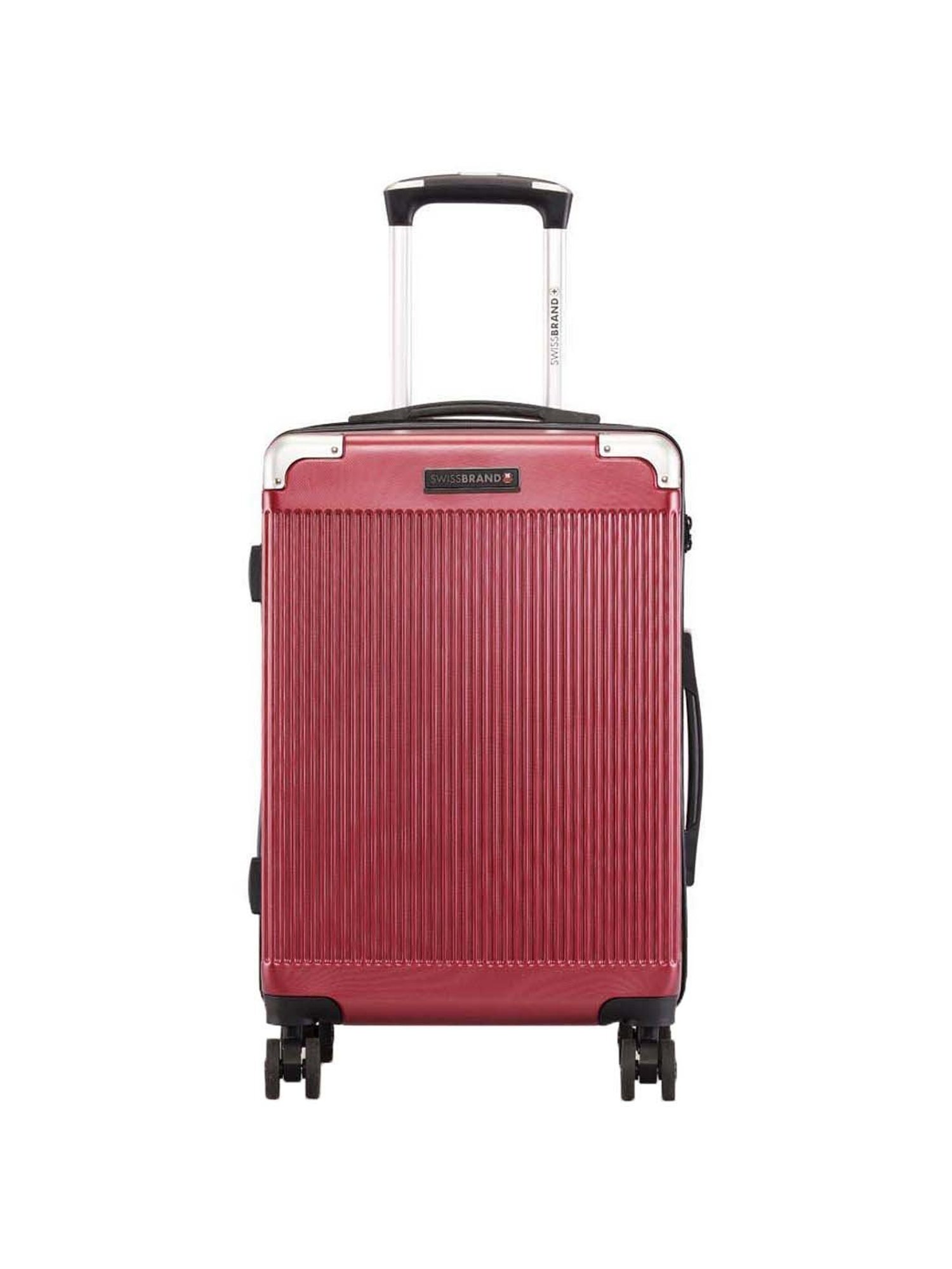 Swiss Brand Geneve Maroon Carry-On 4 Wheel Small Hard Cabin Trolley 53cm