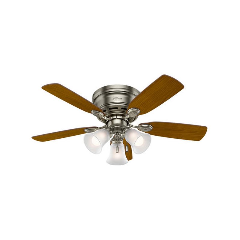 Hunter Fan Company Low Profile Plus 42 Inch Indoor Living Room Ceiling Fan w/ Light & Remote, Pewter