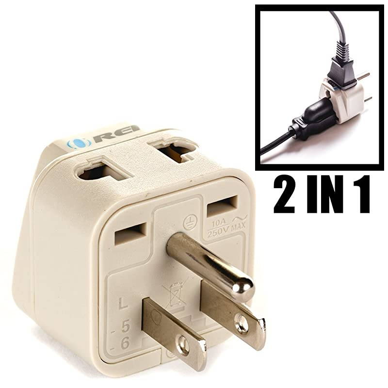 Grounded Universal 2 in 1 Plug Adapter Type B for USA Japan amp more High Quality CE Certified RoHS Compliant WPBGN