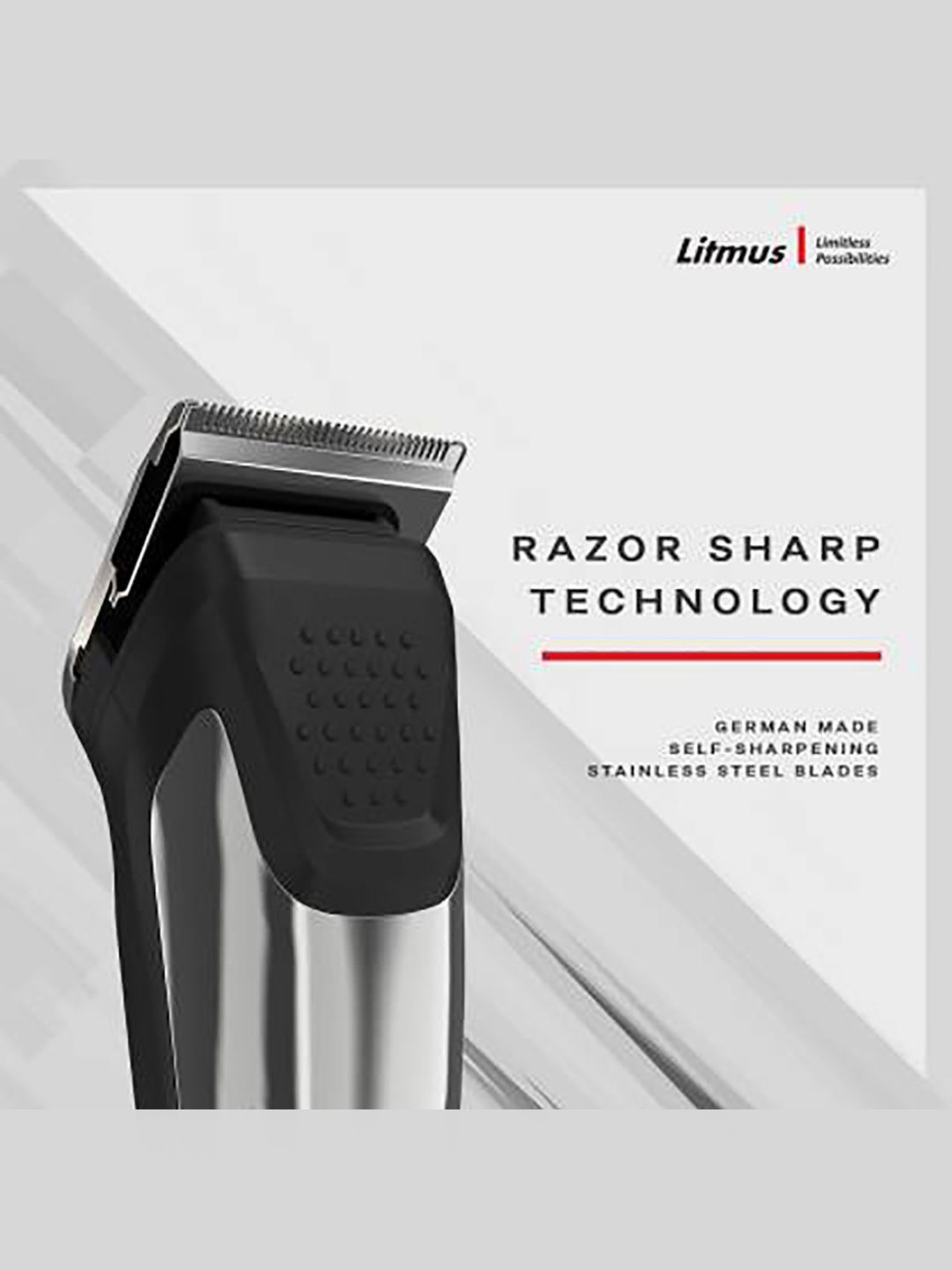 Litmus Precision PT-101 3W Corded and Cordless Trimmer for Men (Silver/Black)