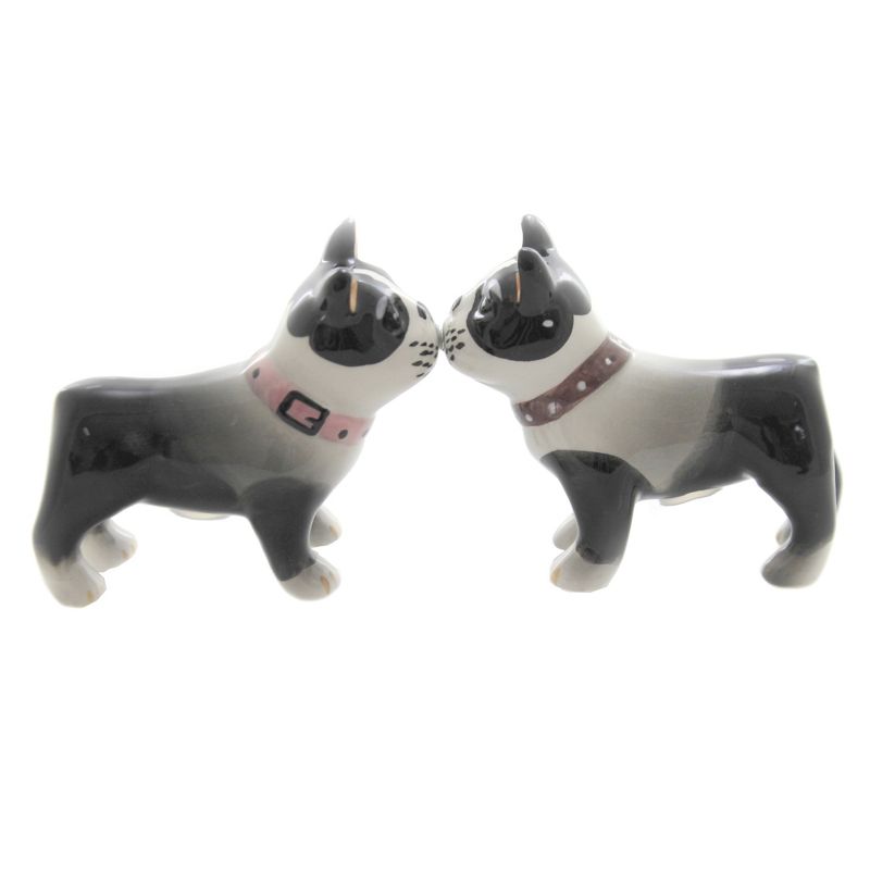 Tabletop 3.25" Kissing Boston Terriers Set/2 Salt Pepper Shaker Magnetic Pacific Trading  -  Salt And Pepper Shaker Sets