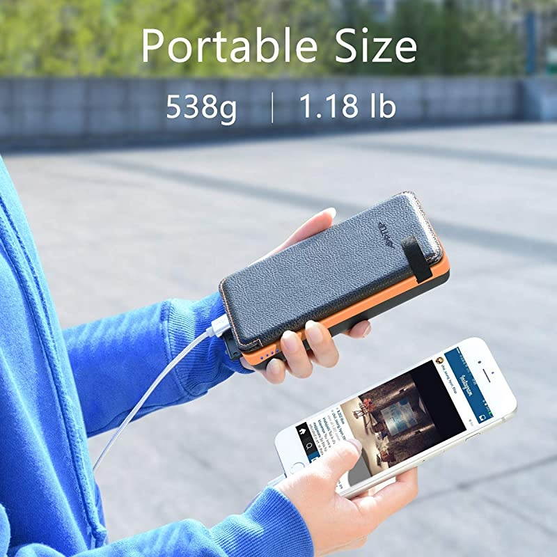 25000mAh Solar Charger  Portable Solar Power Bank with Dual 21A Outputs Waterproof External Battery Pack Compatible Most Smart Phones Tablets and More