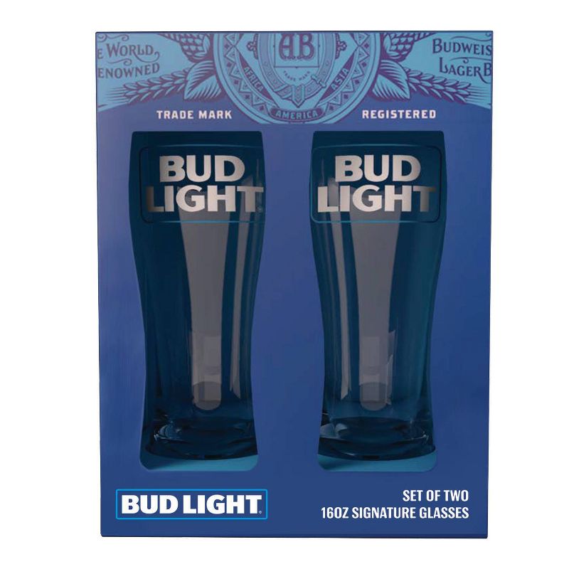 Bud Light 16oz 2pk Glass Signature Glassware