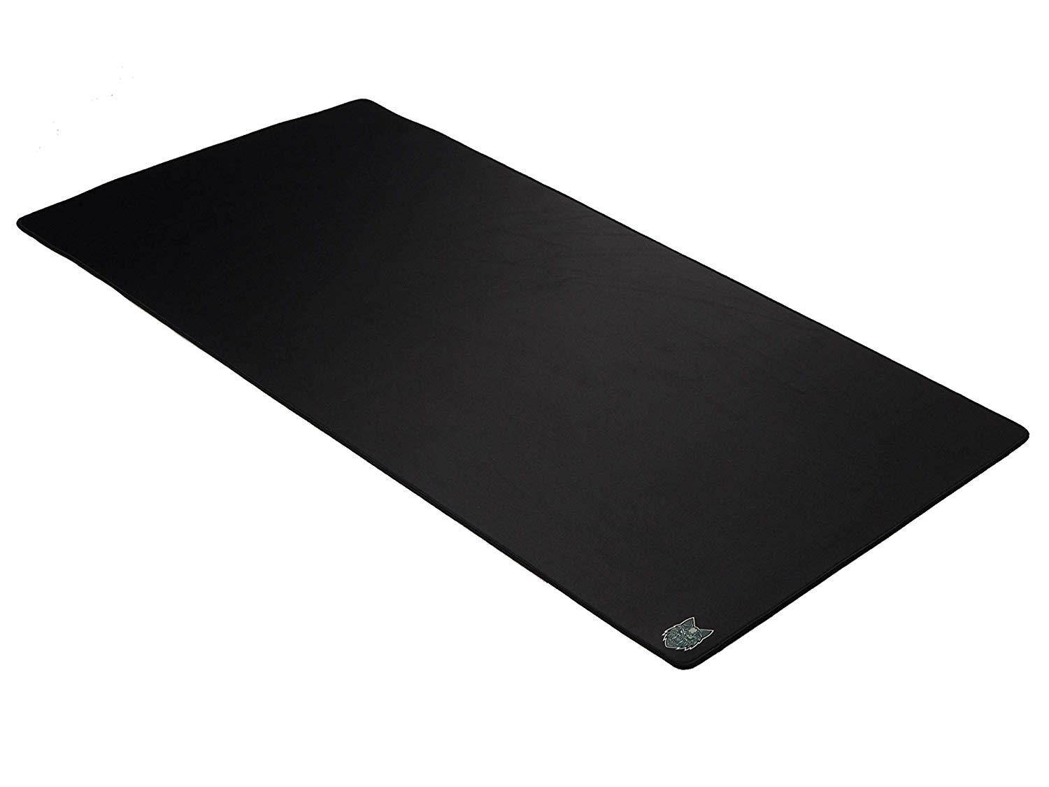 SoloQ Extended Mega Size Custom Professional Gaming Mouse Pad - Anti Slip Rubber Base - Stitched Edges - Large Desk Mat - 48" x 24" x 0.16" (Mega, Black with Blue Logo)