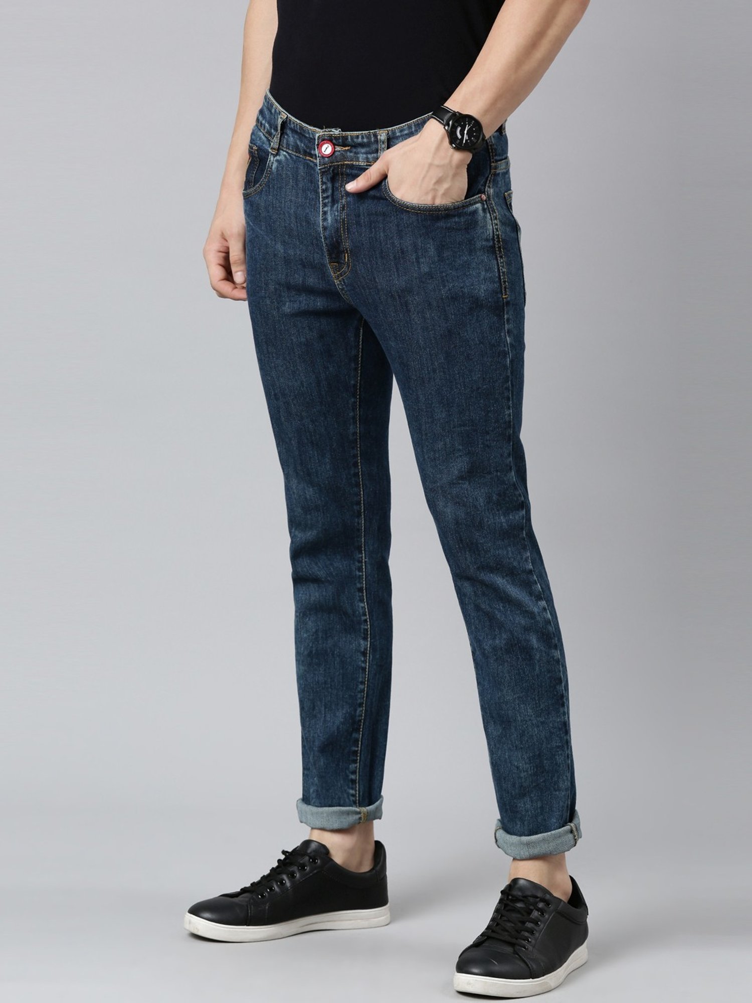 CINOCCI Cool Blue Cotton Slim Fit Jeans