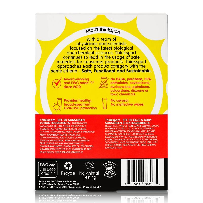 Thinksport Mineral Sunscreen Combo Pack Lotion and Stick - SPF 50 - 3 fl oz/SPF 30 - 0.64oz