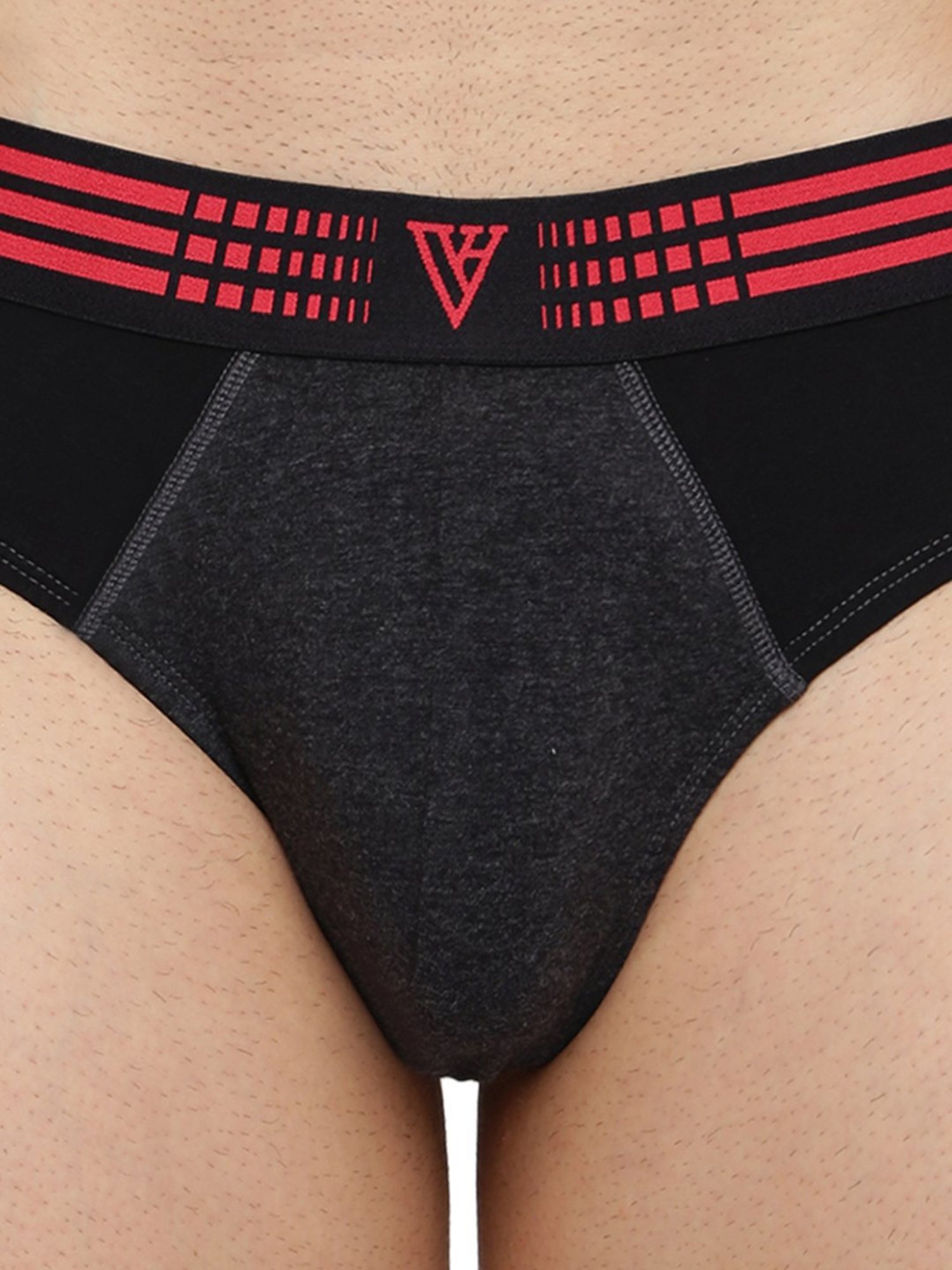 Van Heusen Regular Fit Anti Bacterial Colour Fresh Solid Briefs - Anthra Melange W Pure Black
