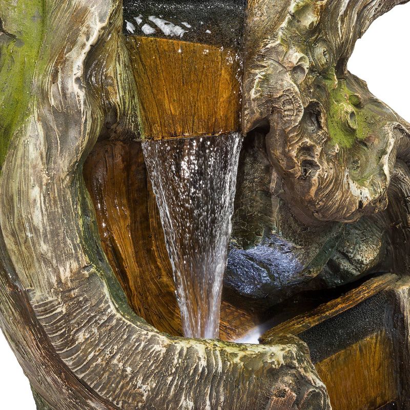 Alpine Corporation 79" Rock Waterfall Fountain With LED Lights - Brown