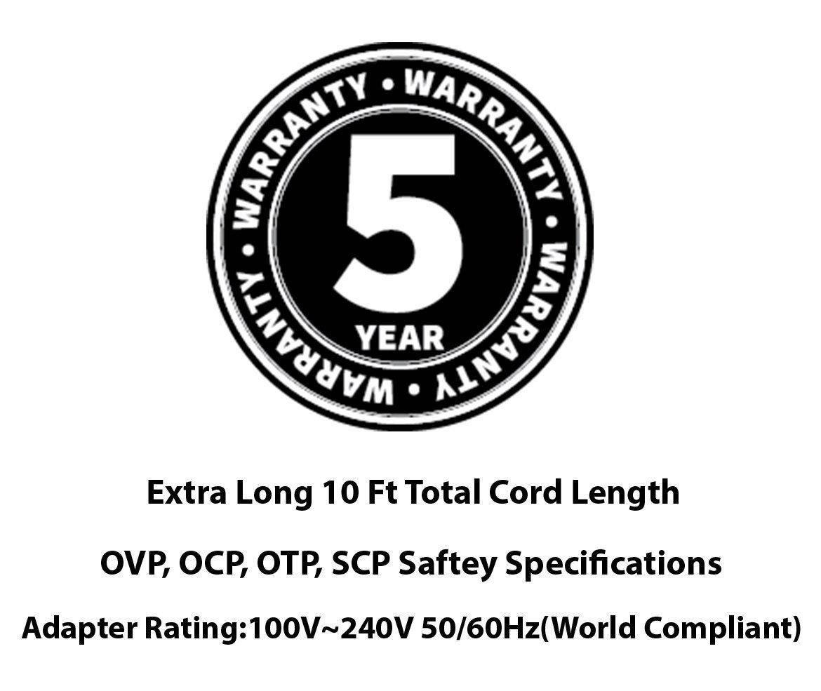 Omnihil AC/DC Adapter/Adaptor Compatible with FUJIA FJ-SW2401000U (5.5x2.1) Barrel Type Plug Power Supply Cord