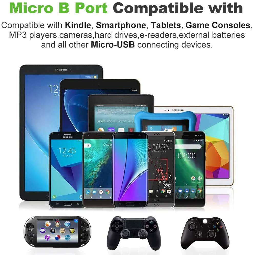 Micro USB Cable, 3Pack 6FT Android Charger Cord Long Nylon Braided Sync and Fast Charging Cables Compatible with Samsung Galaxy S6 S7 Edge, Android & Windows Smartphones and More- Blue