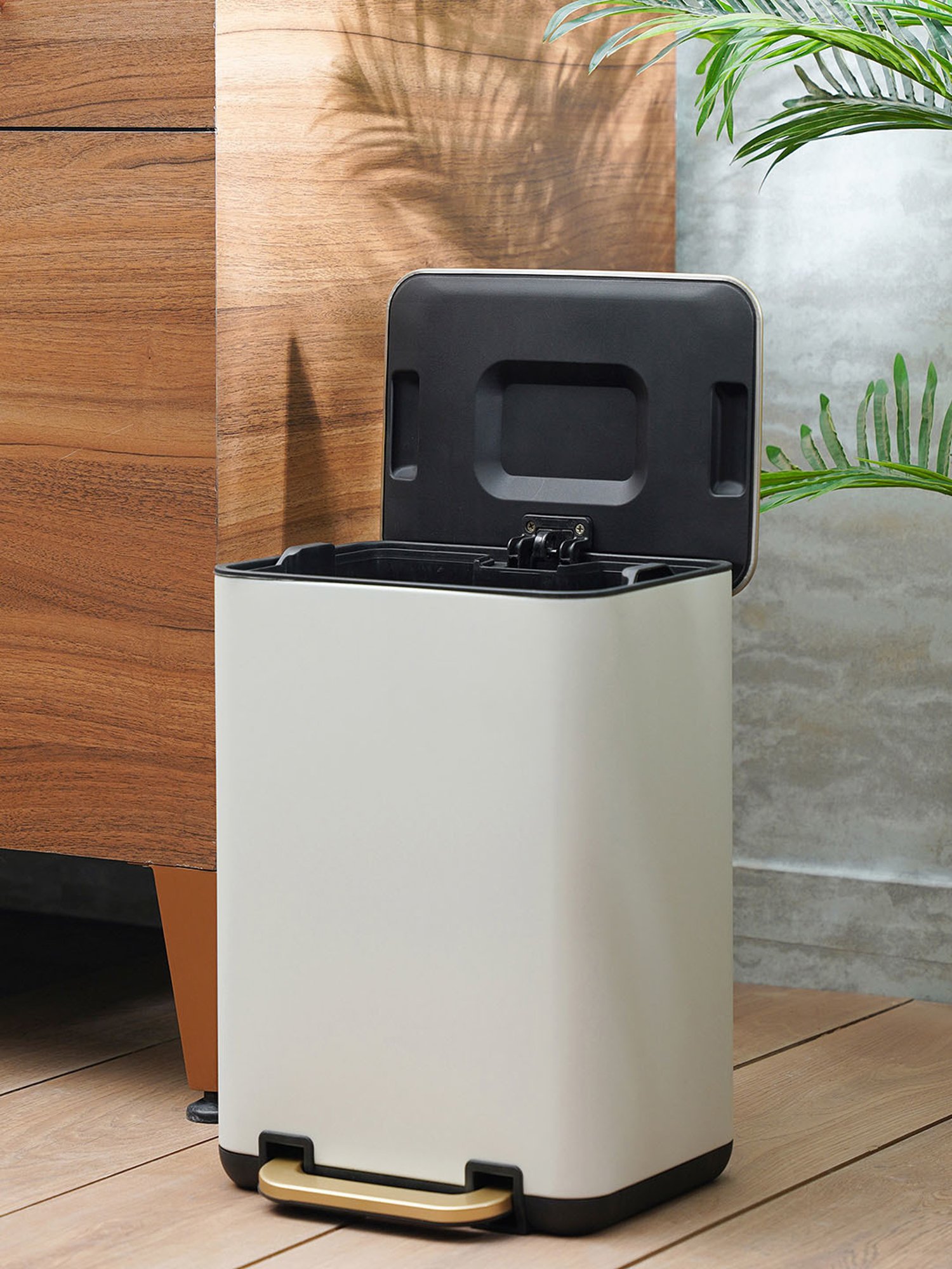 Pure Home and Living White Stainless Steel Bins