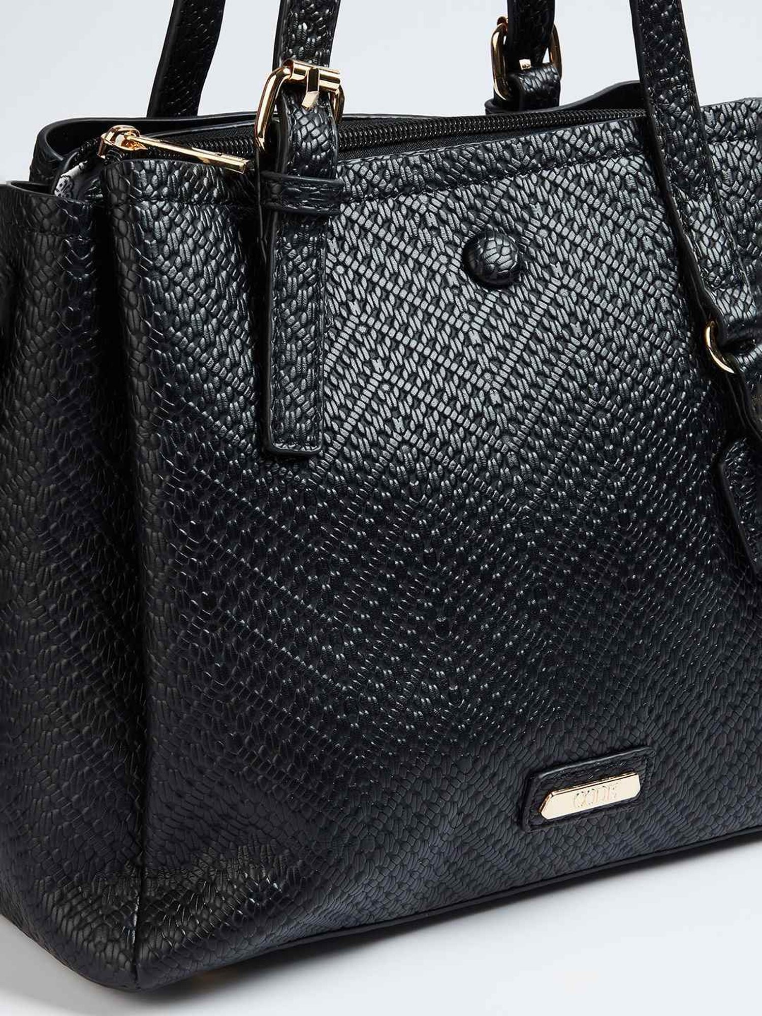Code by Lifestyle Black Textured Handbag