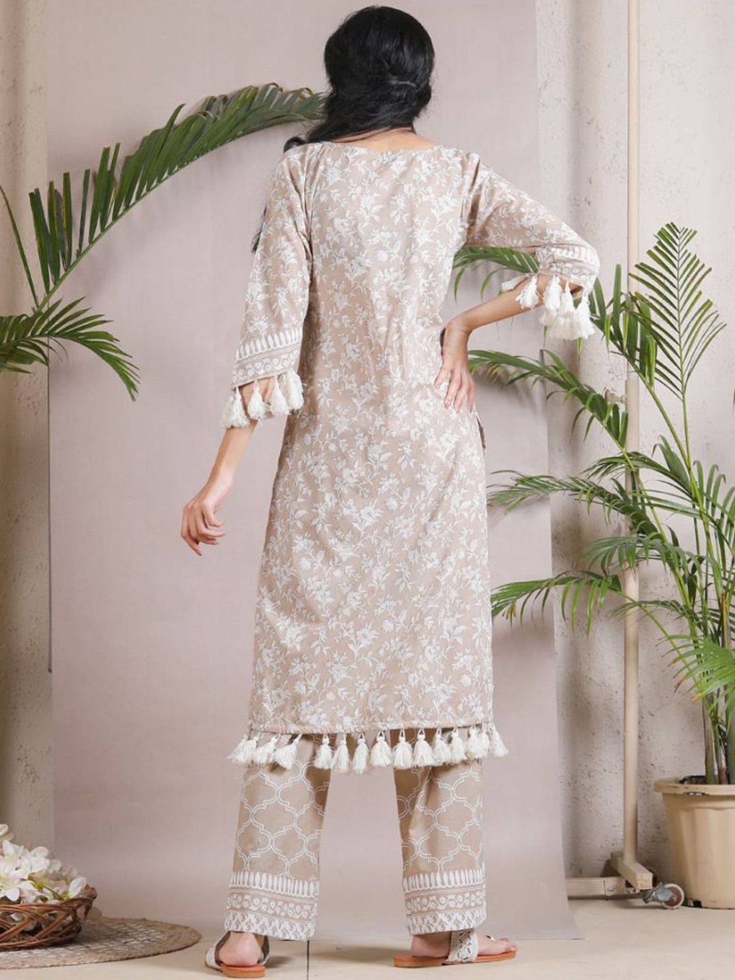 Rustorange Beige Kurta & Palazzo Set