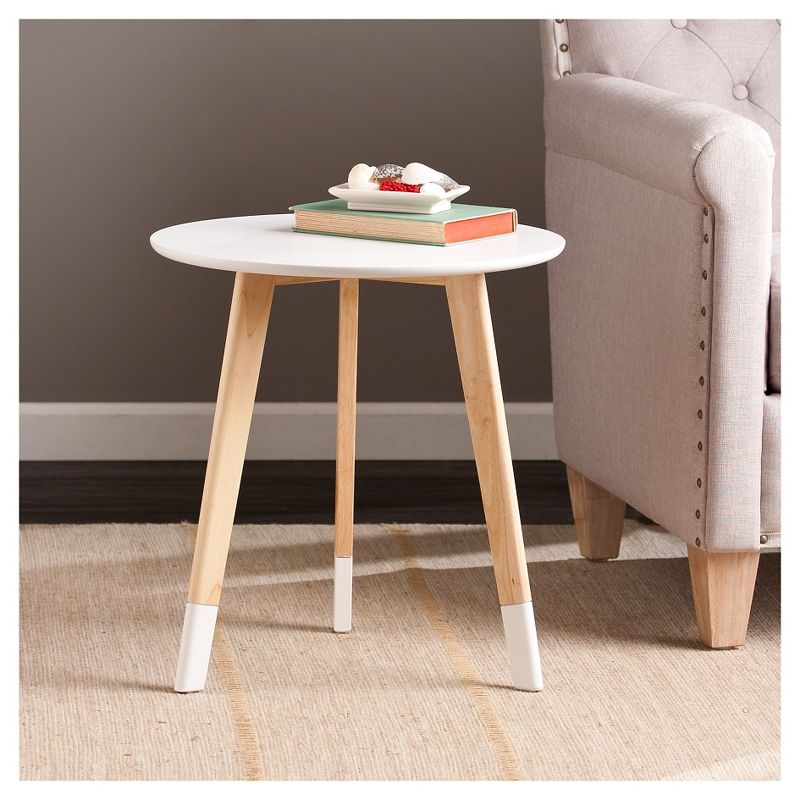 Neelan Round Accent Table - Glossy White - Aiden Lane