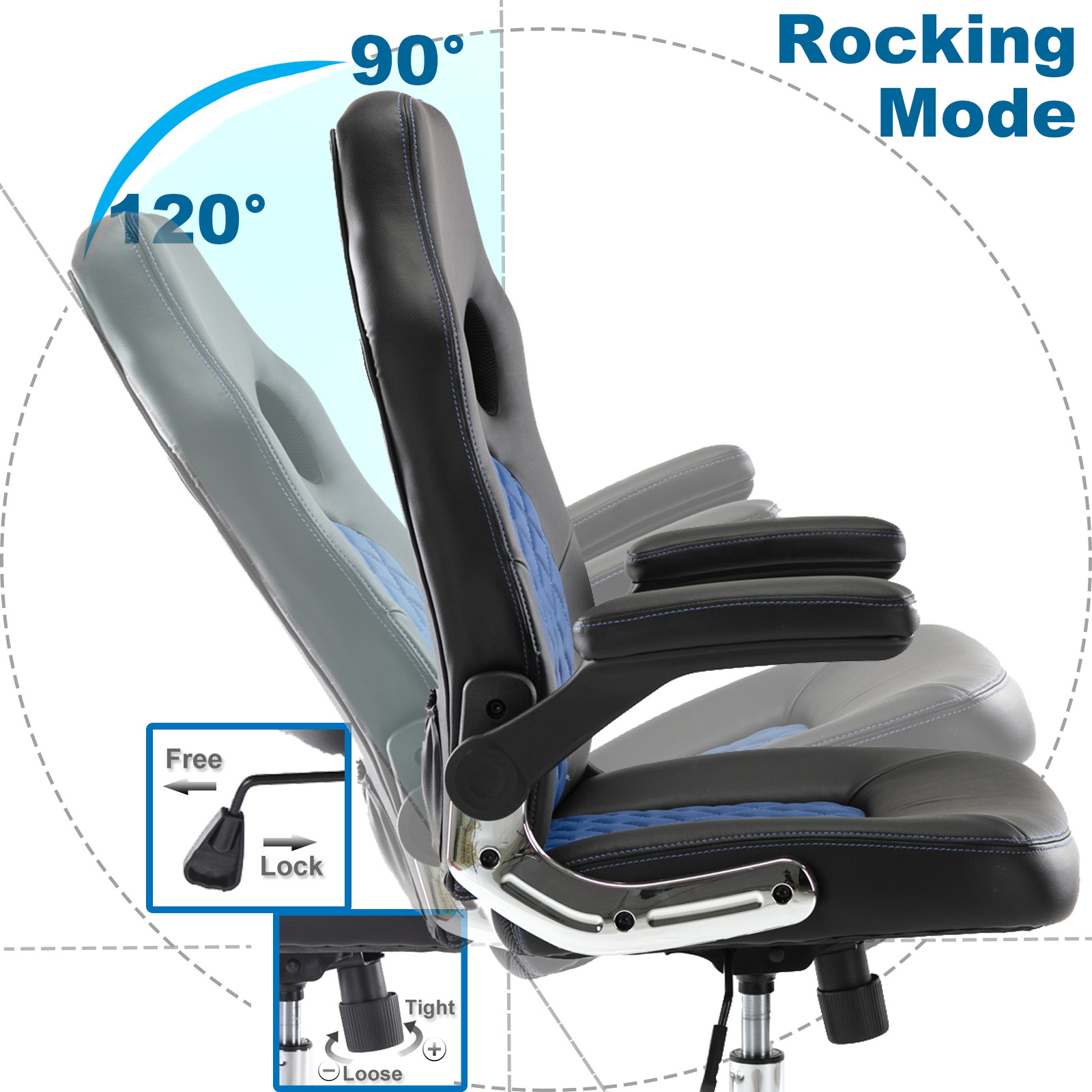 Gaming Chair, Racing Style Computer Desk Chair Padded Armrests Ergonomic Lumbar Support Adjustable Height