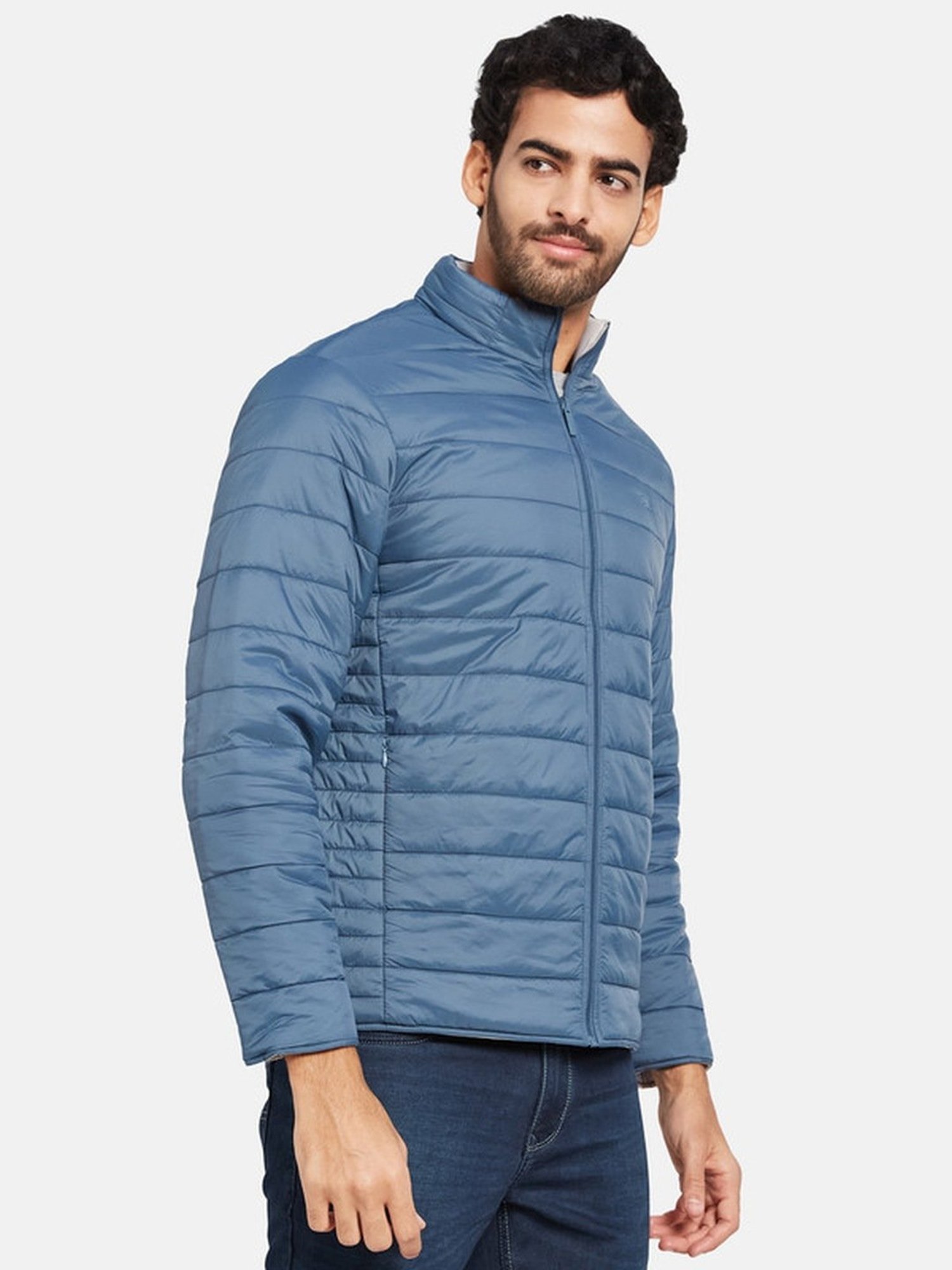 METTLE Teal Regular Fit Quilted Jacket