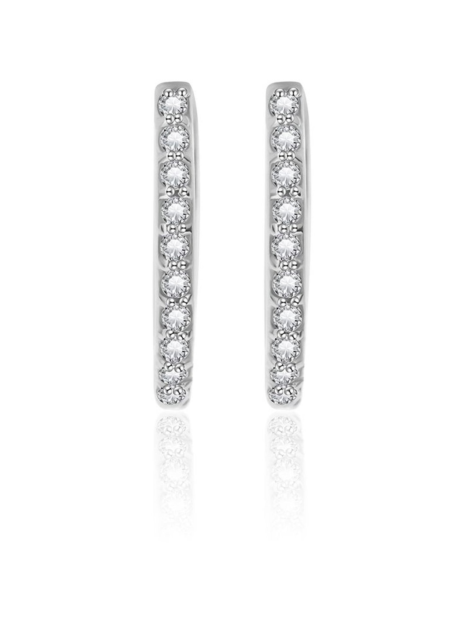 March by FableStreet 92.5 Sterling Silver Classic White Zircon Mini Hoop Earrings