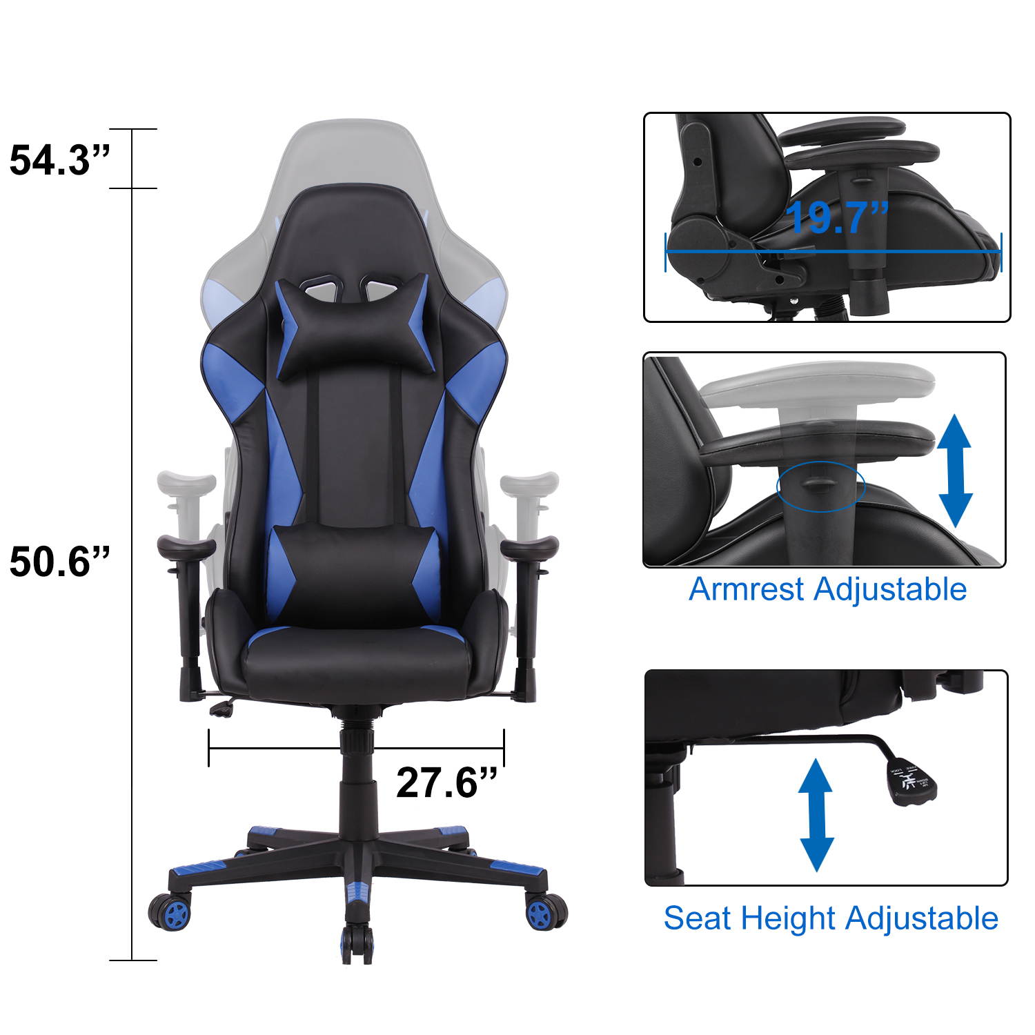 Gaming Chair Racing Video Game Chairs High Back Ergonomic Office Computer Desk Chair with Headrest