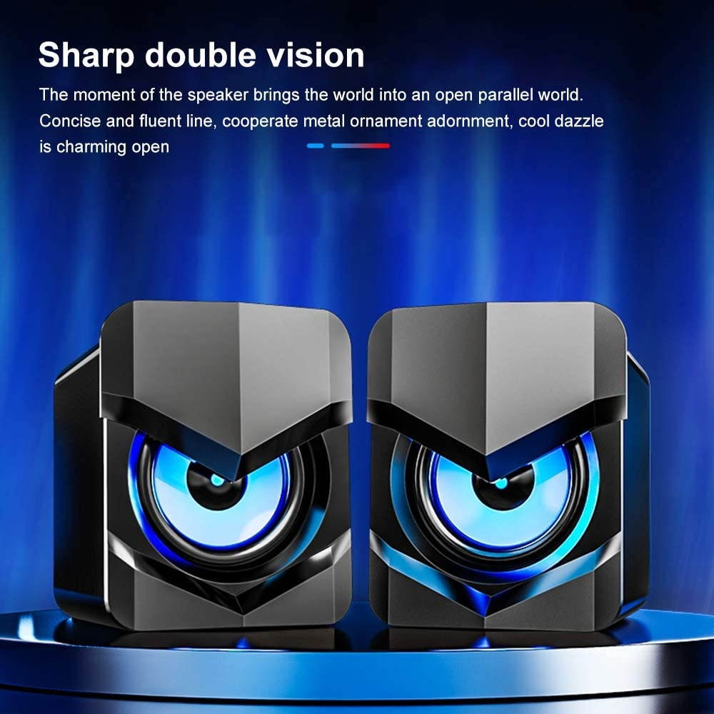 Docooler Wired Computer Speaker D-158 Mini Desktop Computer Speaker Super Bass Subwoofer Music Player Soundbox USB Powered Home Speakers for Cellphone Laptop Universal(Without Light/with Light)