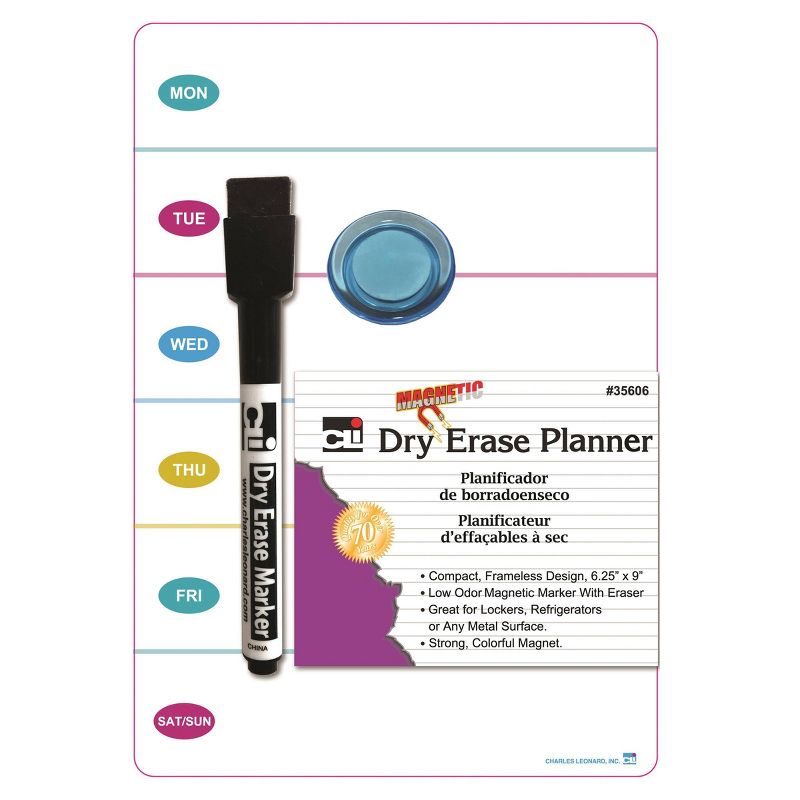 12pk Mini Magnetic Dry Erase Planning Boards with Marker & Magnet - Charles Leonard